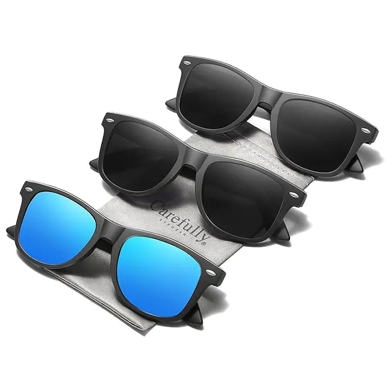 Polarized Square Sunglasses for Men and Women - UV Protection Fishing Glasses (3 Pack) N1002