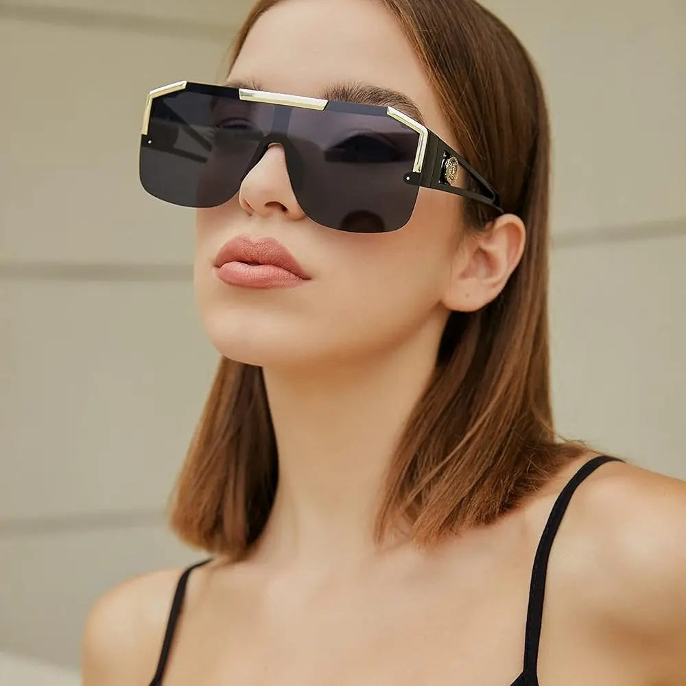 FEISEDY Unisex Oversized Square Flat Top Sunglasses with UV400 Protection - Model B2765
