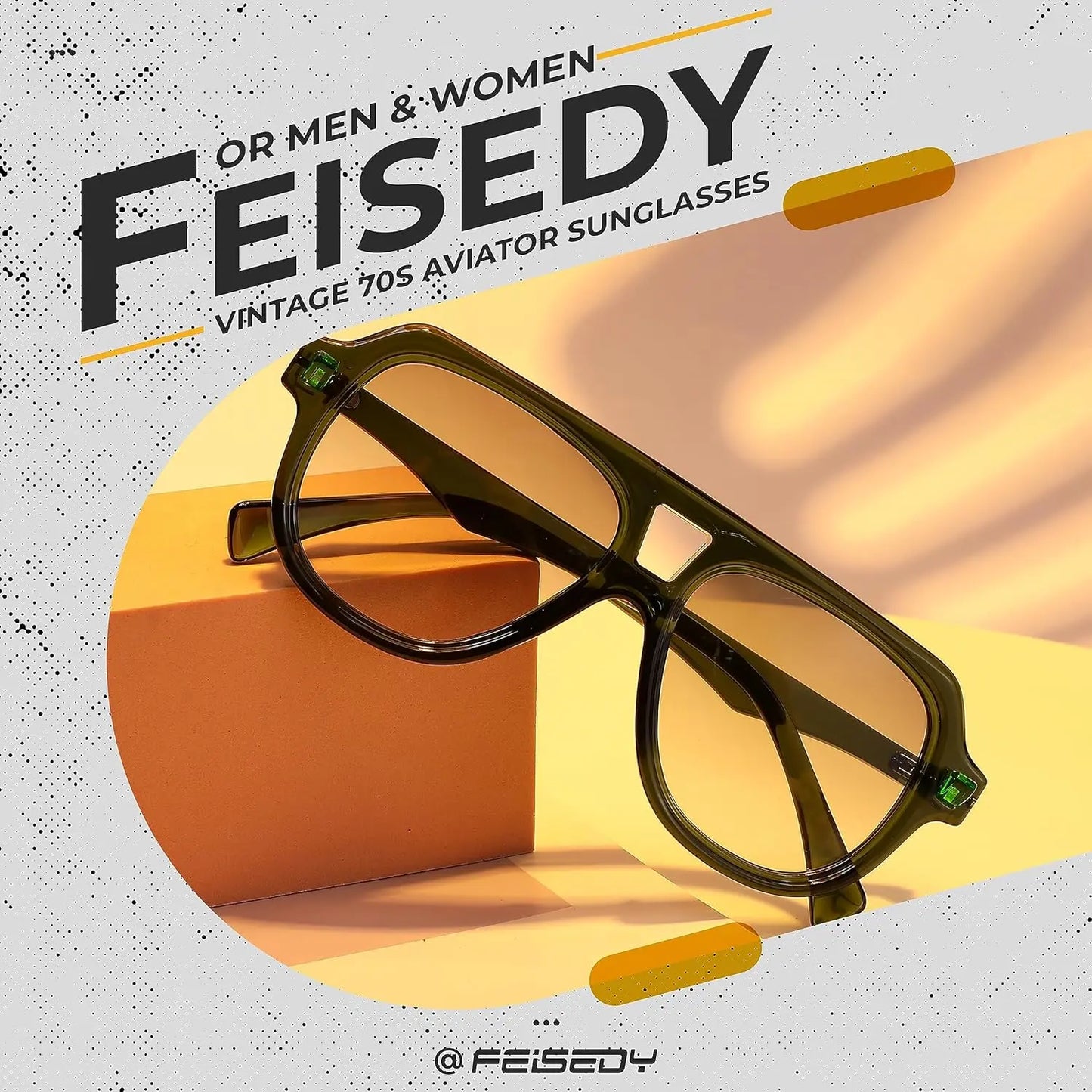 FEISEDY Retro 1970s Large Frame Sunglasses for Men and Women with UV400 Protection - Model B0030