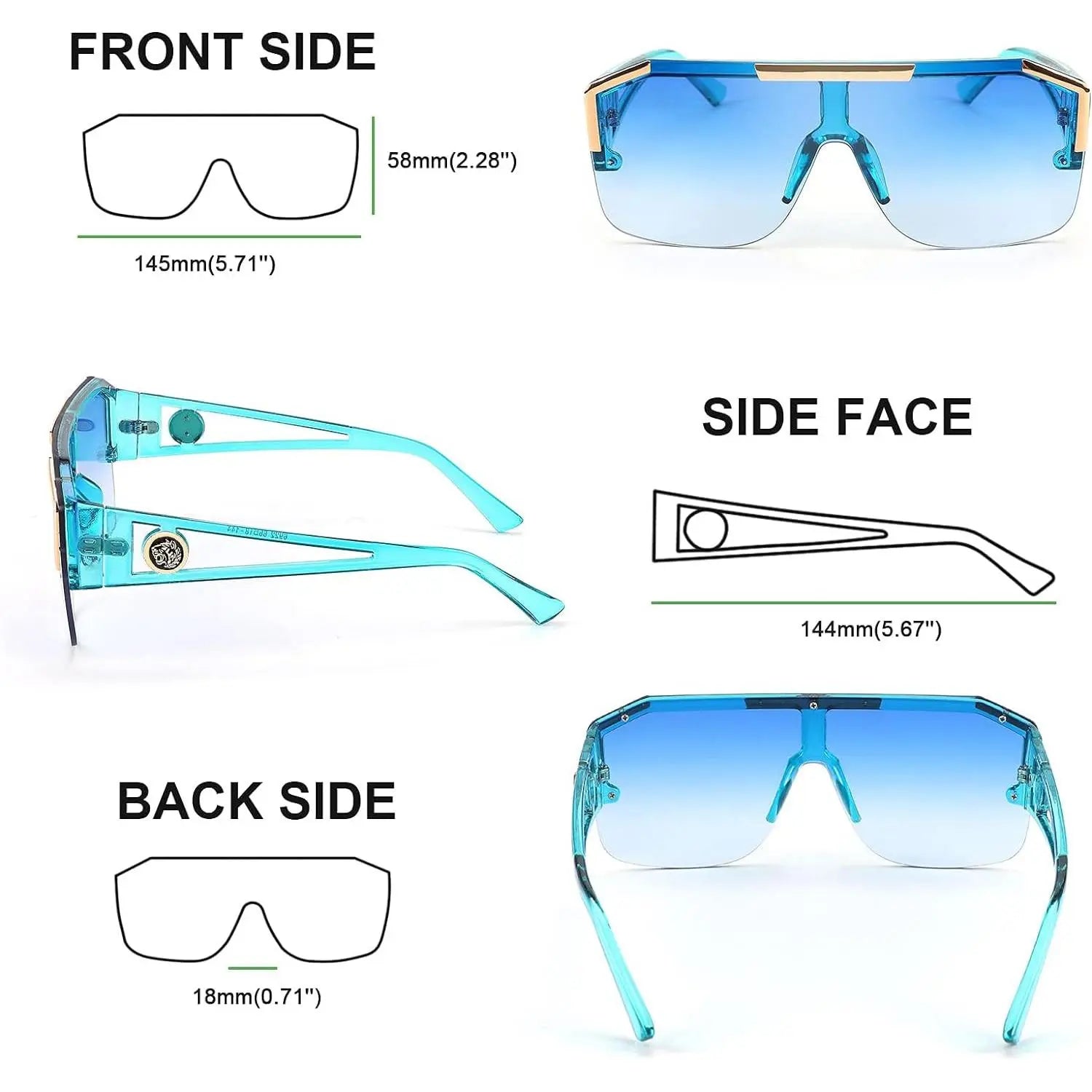 FEISEDY Unisex Oversized Square Flat Top Sunglasses with UV400 Protection - Model B2765