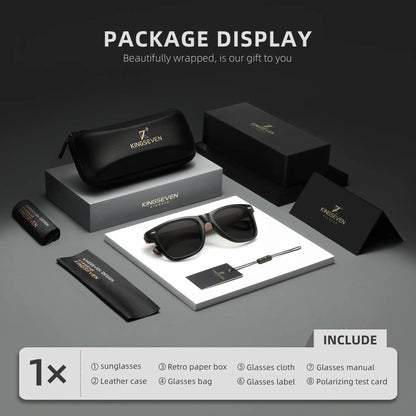KINGSEVEN Black Walnut Sunglasses for Men and Women Wood Polarized Sun Glasses Men'S Glasses Handmade UV400 Sunglasses 5520