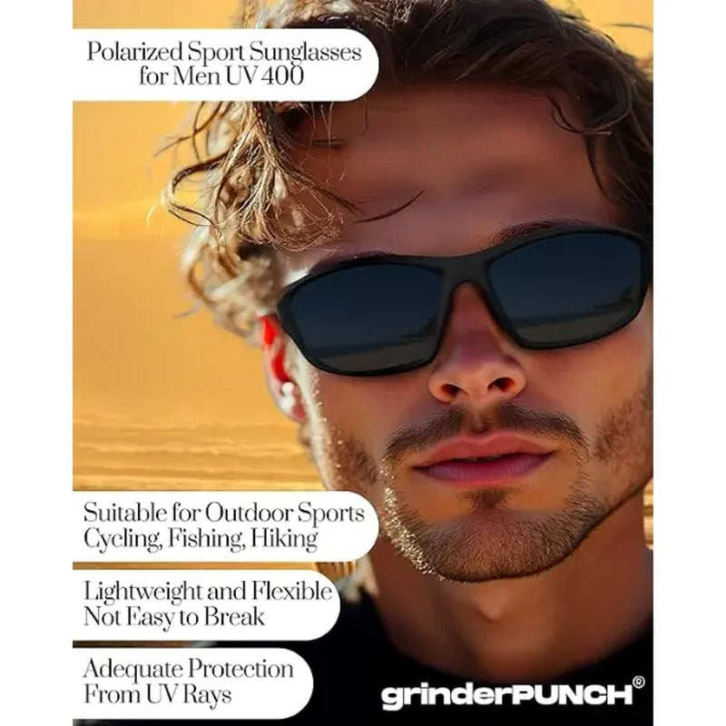 GRINDERPUNCH Polarized Sport Sunglasses for Men and Women - Ideal for Baseball, Running, Cycling, Fishing, Golf, and Driving