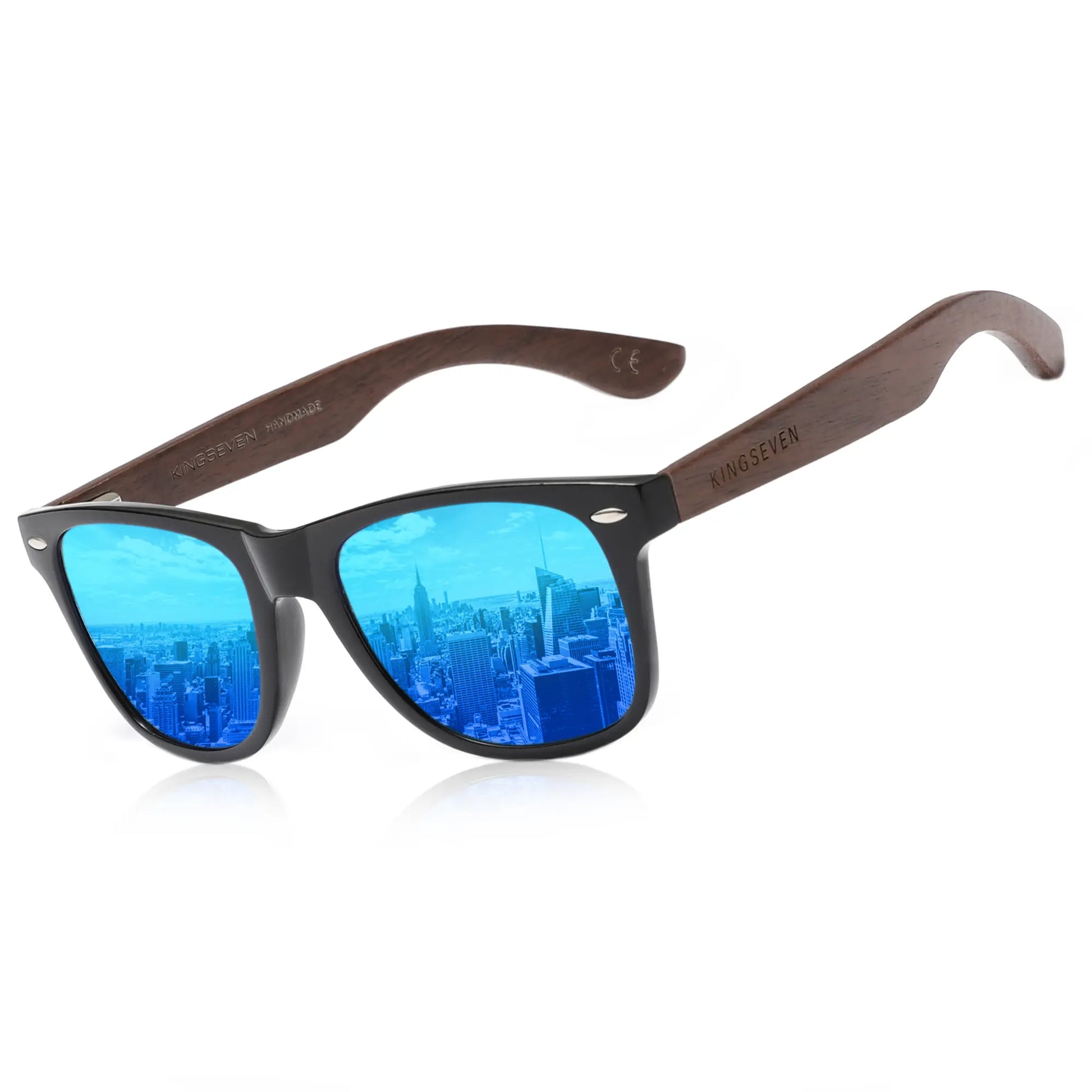 KINGSEVEN Black Walnut Sunglasses for Men and Women Wood Polarized Sun Glasses Men'S Glasses Handmade UV400 Sunglasses 5520