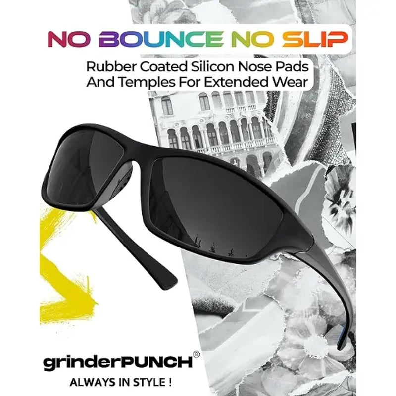 GRINDERPUNCH Polarized Sport Sunglasses for Men and Women - Ideal for Baseball, Running, Cycling, Fishing, Golf, and Driving