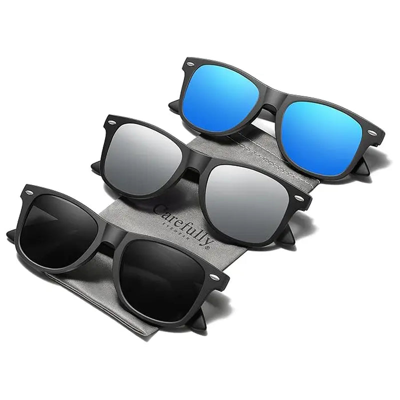 Polarized Square Sunglasses for Men and Women - UV Protection Fishing Glasses (3 Pack) N1002