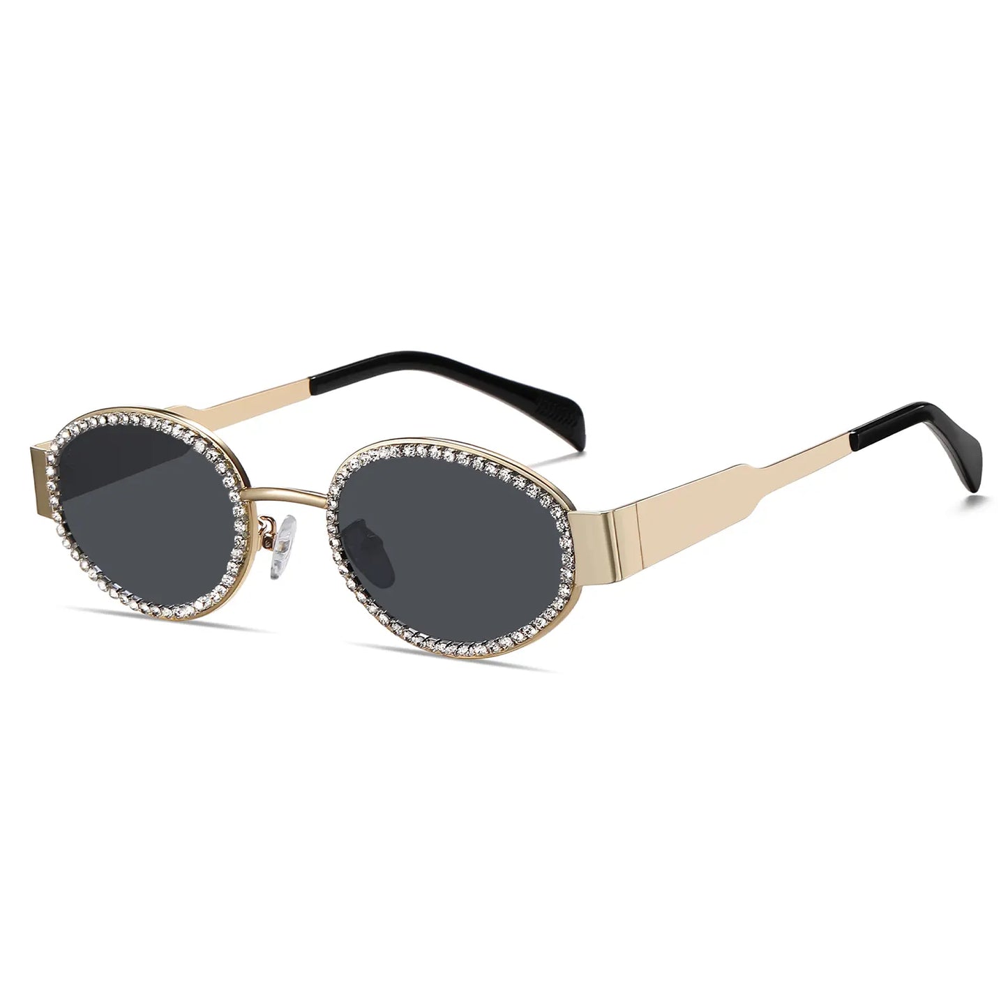 Retro Oval Sunglasses Womens Men Trendy Rhinestone Sun Glasses Classic Shades