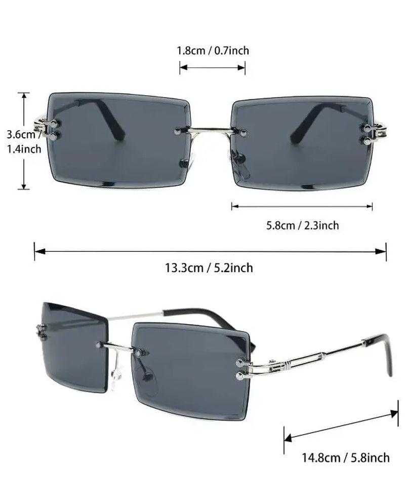 5 Pairs of Premium Rimless Square Sunglasses for Men and Women - Stylish Luxury Eyewear
