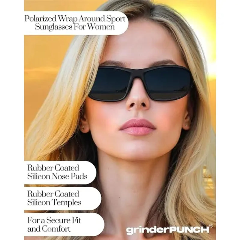 GRINDERPUNCH Polarized Sport Sunglasses for Men and Women - Ideal for Baseball, Running, Cycling, Fishing, Golf, and Driving