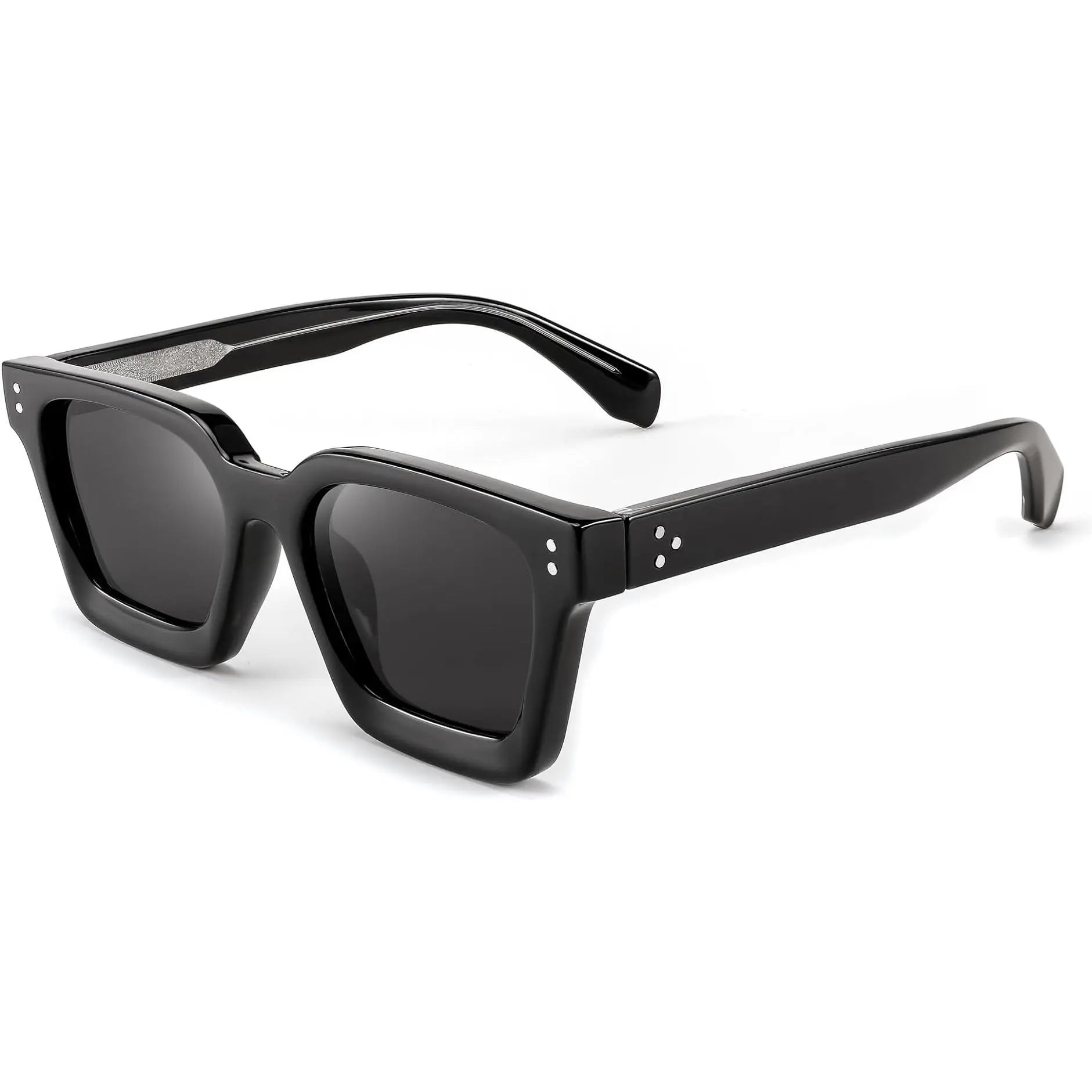 Polarized UV400 Sunglasses for Men and Women, Chunky Square Thick Frame, Rectangle Design B2396