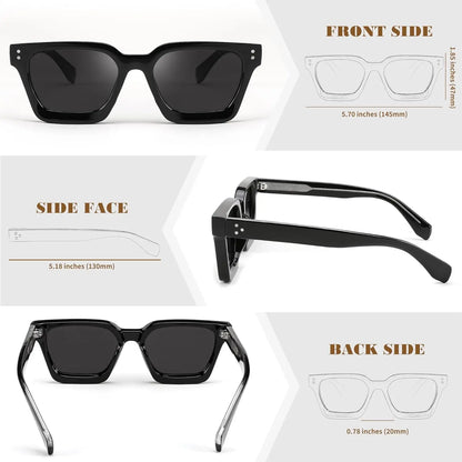 Polarized UV400 Sunglasses for Men and Women, Chunky Square Thick Frame, Rectangle Design B2396