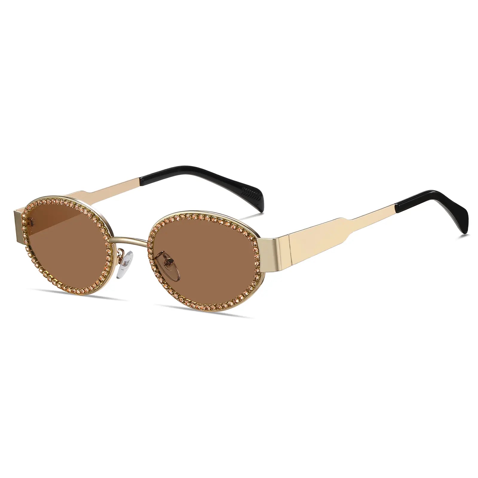 Retro Oval Sunglasses Womens Men Trendy Rhinestone Sun Glasses Classic Shades