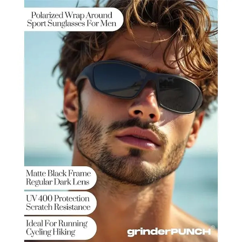 GRINDERPUNCH Polarized Sport Sunglasses for Men and Women - Ideal for Baseball, Running, Cycling, Fishing, Golf, and Driving